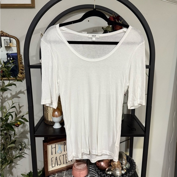 Agolde White Fitted Short Sleeve T-Shirt size large - Picture 2 of 7